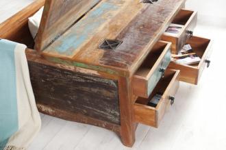Masívny konferenčný stolík JAKARTA 70 cm so zásuvkami, recyklované drevo
