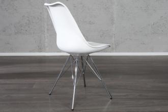 Retro stolička SCANDINAVIA MEISTERSTÜCK biela, s pochrómovaným rámom