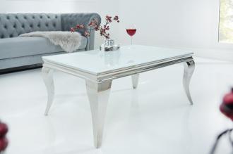 Elegantný konferenčný stolík MODERN BAROQUE 100 cm, biely