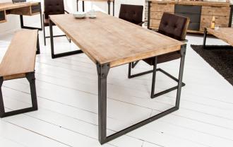 Priemyselný dizajnový jedálenský stôl FACTORY 200 cm vápenný akáciový