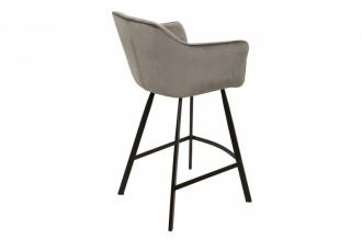 Retro barová stolička LOFT 100 cm s podrúčkami, zamat, strieborno šedá