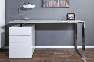 Dizajnový písací stôl COMPACT 160 cm, biely, vysoký lesk
