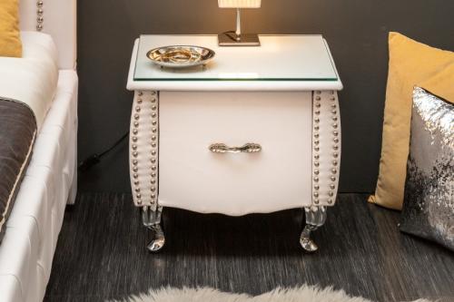Elegantný nočný stolík EXTRAVAGANCIA 47 cm biely