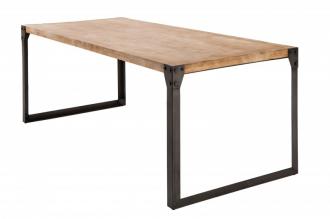 Priemyselný dizajnový jedálenský stôl FACTORY 200 cm vápenný akáciový