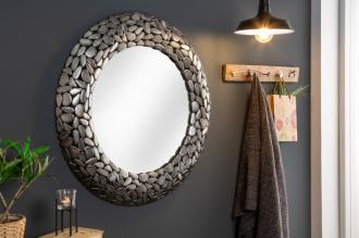 Lesklé zrkadlo STONE MOSAIC 82 cm ručne vyrobená mozaika, strieborné