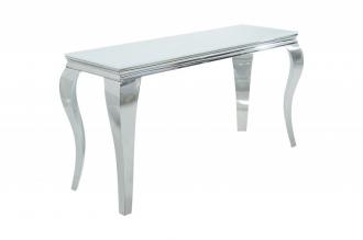 Elegantný konzolový stolík MODERN BAROQUE 140 cm strieborný, biely