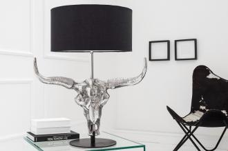 Extravagantná stolová lampa EL TORO 68 cm čierna s býčou hlavou