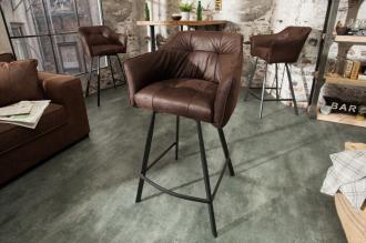 Retro barová stolička LOFT 100 cm s podrúčkami, starohnedá