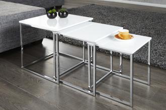 Dizajnový odkladací stolík ELEMENTS 40 cm vysoký lesk, biely